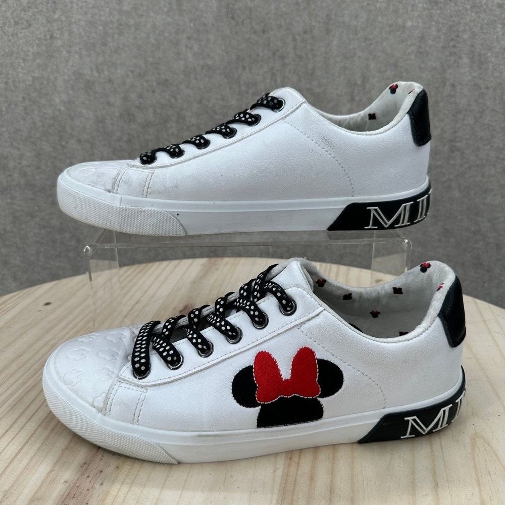 Ground Up Disney Minnie Mouse Women 7.5 White Low Top Court Sneaker Logo Midsole